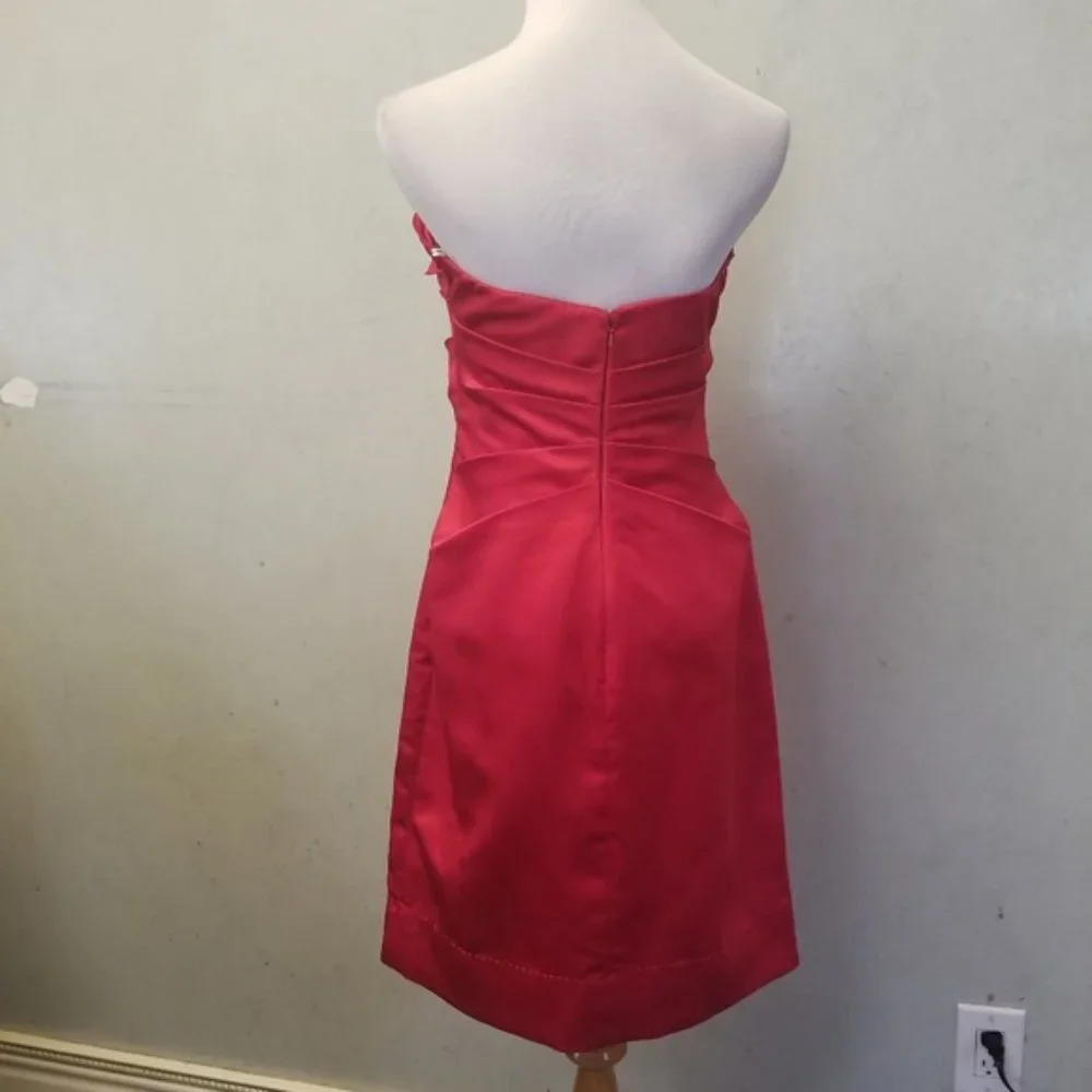 NWT Phoebe Couture Red ruffled tube top dress women's size 4 (269) - Picture 7 of 8
